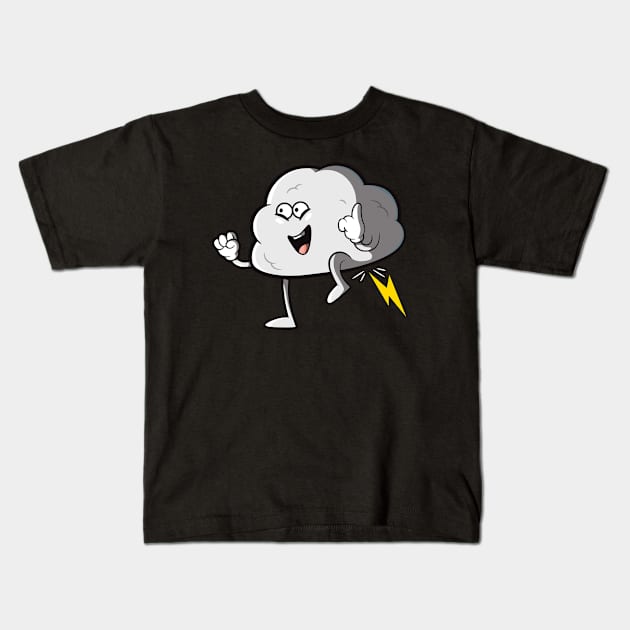 Farting lightning cloud Kids T-Shirt by Messy Nessie